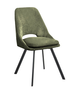 Sedia da pranzo in tessuto verde nordico con gambe in metallo moderne, schienale cavo e cuscino, poltrona imbottita per <span class=keywords><strong>cucina</strong></span> e caffè - Product Image 3