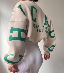 HUILI Usine Oversize Dolman Sleeve Dropped Shoulder Sweatshirts à capuche pour femmes personnalisé 100% coton French Terry Print hoodie