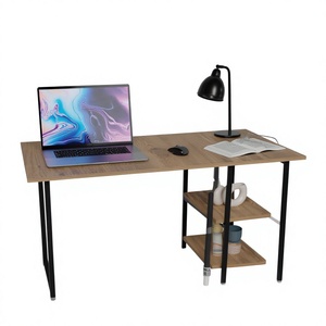 Bureau de travail portable, durable, avec étagères, structure métallique, en bois, écologique, spacieux, multifonctionnel, gain de place, design de bureau - Product Image 1