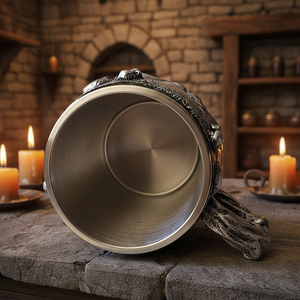 Taza de caballero grande de acero inoxidable, decoración gótica nórdica, regalo de Festival Vikingo, <span class=keywords><strong>Calavera</strong></span>, café gótico, ojos rojos, taza fantasma de Halloween - Product Image 4