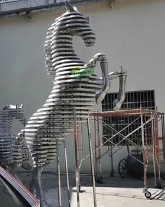 Benutzer definierte moderne lebensgroße Landschaft dekorative große abstrakte Edelstahl weiß große Pferdes kulptur Statue