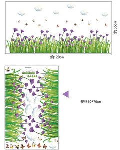Viola Piccolo Fiori di Tarassaco Adesivi Murali Farfalle Colorate <span class=keywords><strong>Nuvole</strong></span> Bianche Decalcomania Della Parete Caldo Carta Da Parati Decorativi Per La Camera Da Letto - Product Image 6