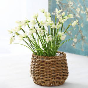 Venta al por mayor de tela de seda artificial campanillas de las nieves flor 3 tenedores campanillas comunes campanilla realista para el hogar Acción de Gracias Pascua - Product Image 4
