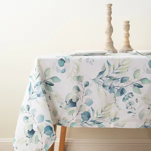 Washable Elegant Garden Table Protection Cover Decor Jacquard Printing Floral Plant Tablecloth Cotton for Wedding Birthday