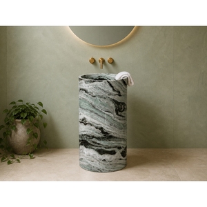 Lavabo a <span class=keywords><strong>colonna</strong></span> autoportante in marmo di giada del fiume Shangrila personalizzato SH STONE per progetti di bagni - Product Image 1