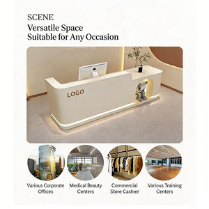 Comptoir de réception moderne haut de gamme blanc avec éclairage LED et tiroirs verrouillables pour spa, salon de beauté, hôtel, boutique, supermarché, hôpital - Product Image 5