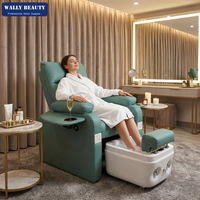 Fauteuil de pédicure électrique de luxe kaki avec bassin, fauteuil spa inclinable, station de manucure et pédicure taupe chaud, équipement professionnel