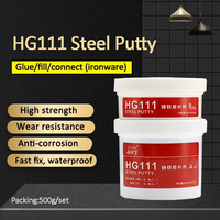 HiGlue HG111 Mastic de réparation métallique, composé époxy pour fissures, trous, tuyaux, pompes, vannes, entretien de machines