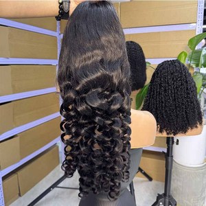 Cabello camboyano crudo suelto onda profunda 13x4 encaje transparente Color natural Peluca de cabello humano Remy mujeres pelucas al por mayor - Product Image 2