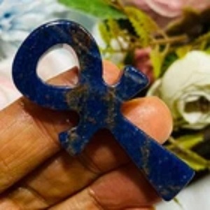 Colgante de Cristal Natural de Sodalita Tallado a Mano con Cruz Ankh Egipcia, Amuleto de Piedra del Símbolo de la Vida, para Joyería y Decoración - Product Image 3