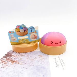 In-stock Rainbow Promotional Toy Cute Glitter Dumpling Buns Squishy Stress Ball Smile Face Steamed Bun <b>Fidget</b> Toy with Steamer - Product Image 2