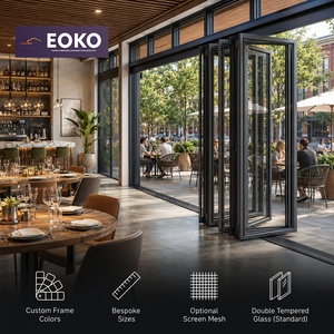 <span class=keywords><strong>Porte</strong></span> pliante en aluminium EOKO <span class=keywords><strong>de</strong></span> qualité commerciale, à double vitrage, pour restaurant, intérieur, terrasse, <span class=keywords><strong>patio</strong></span> - Product Image 1