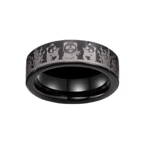 Tungsten Carbide Material Arabic Islamic Moslem Religious Muslim Party Laser Allah Symbol Shahada Allah Mens Black Ring