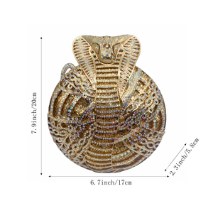 Bolso de Noche Brillante con Pedrería Redonda de Cobra para Mujer, Cartera de Mano Deslumbrante con Cristales de Serpiente para Cenas y Fiestas Nocturnas - Product Image 2