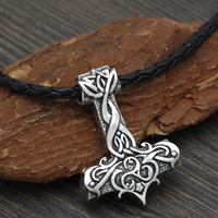 Vente chaude Nordique Viking Collier Bijoux Dominateur Gravé Totem Thor Marteau Pendentif Colliers pour Hommes