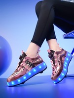 Chaussures à roulettes à double usage pour la marche et le patinage, semelle lumineuse LED colorée, roues en PU rétractables et cachées pour les activités de plein air