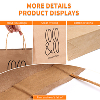 Sac en papier kraft pour plats à emporter, idéal pour la restauration, les plats à emporter et la livraison, avec fond renforcé et poignée pliée renforcée