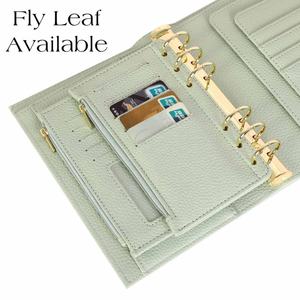 鸿博最畅销的12色金戒指A6卵石皮革预算活页夹规划器，带飞叶可作为办公室组织者礼品 - Product Image 5