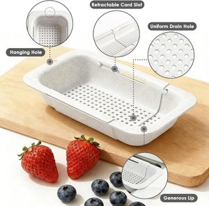 Stretch Modern Expandable Multifunctional Vegetable Washing Storage Portable <b>Plastic</b> Draining <b>Basket</b> for Kitchen - Product Image 4