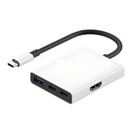 Adaptador Hub Tipo C 4 en 1 con Logotipo Personalizado, 2.1 4K HDTV, Base de Conexión de Aleación de Aluminio 2.1 para Carga y Transferencia de Datos de Portátiles