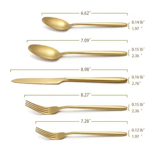 Atacado Utensílio Define Gold Matte Polished Stainless Steel Talheres Set para Casamento e Hotel