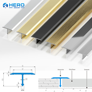 <span class=keywords><strong>Profilé</strong></span> en T en alliage d'aluminium anodisé, très demandé, pour bandes de transition de sol étanches et durables - Product Image 1