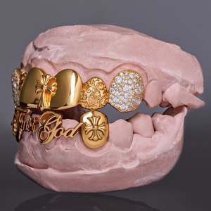Grillz de Plata de Ley S925 con Moissanita, Diseño de Cruz 'Confía en <span class=keywords><strong>Dios</strong></span>', Joyería Hip Hop Brillante, Grillz Dentales Personalizados - Product Image 2