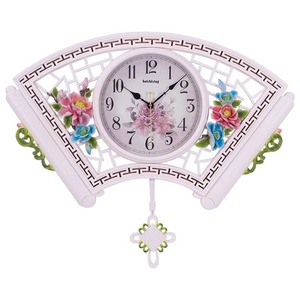 Chinese Style Fan Shape Wall <b>Clock</b> <b>Battery</b> Powered Living Room Decor Art Music <b>Clock</b> Single Face Irregular Design - Product Image 5
