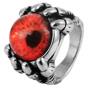Anillo de garra de dragón con ojos rojos de acero inoxidable yunnique, regalo de joyería Punk Hip Hop para hombre - Product Image 5