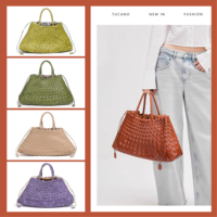 Nova Bolsa Cesta de Vegetais Francesa Artesanal Personalizável e Elegante, Retrô Artística Versátil com Zíper e Cordão