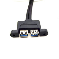 Câble d'extension USB 3.0 double port mâle-femelle à montage sur panneau pour synchronisation de données pour ordinateur de voiture