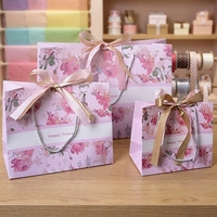 Sac en papier rose romantique avec ruban en soie, logo personnalisé, sac cadeau pour sous-vêtements, écologique, recyclable, pour le shopping