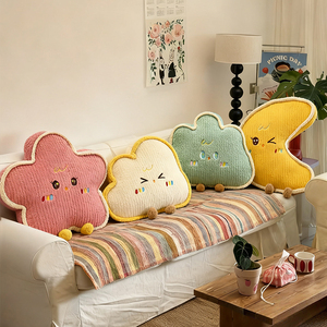 Coussins en velours côtelé étoile, lune et nuage, coussins de canapé pour enfants et oreillers de lit, accessoires de décoration doux pour la maison - Product Image 1