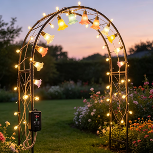 Guirlande lumineuse solaire en forme de fleur pour décoration de jardin extérieur, lumières LED en forme de trompette, étanches, éclairage paysager pour cour et patio - Product Image 6