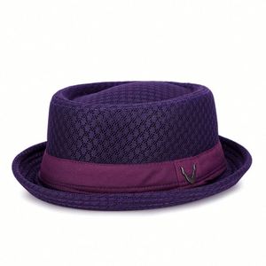 Chapeau d'été britannique en maille respirante pour homme, visière plate en paille pliable, style Pork Pie, idéal pour les voyages - Vente en gros - Product Image 4