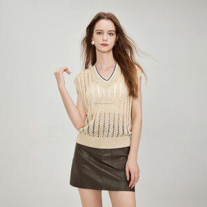 T-shirt da donna con scollo a V <span class=keywords><strong>in</strong></span> <span class=keywords><strong>Tulle</strong></span> e paillettes di qualità personalizzata maglione a righe con bordo a coste - Product Image 2
