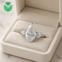 Bague de mariage classique pour femme Betterstar en or blanc 18 carats, diamant de laboratoire taille poire couleur D VVS certifié IGI, personnalisable