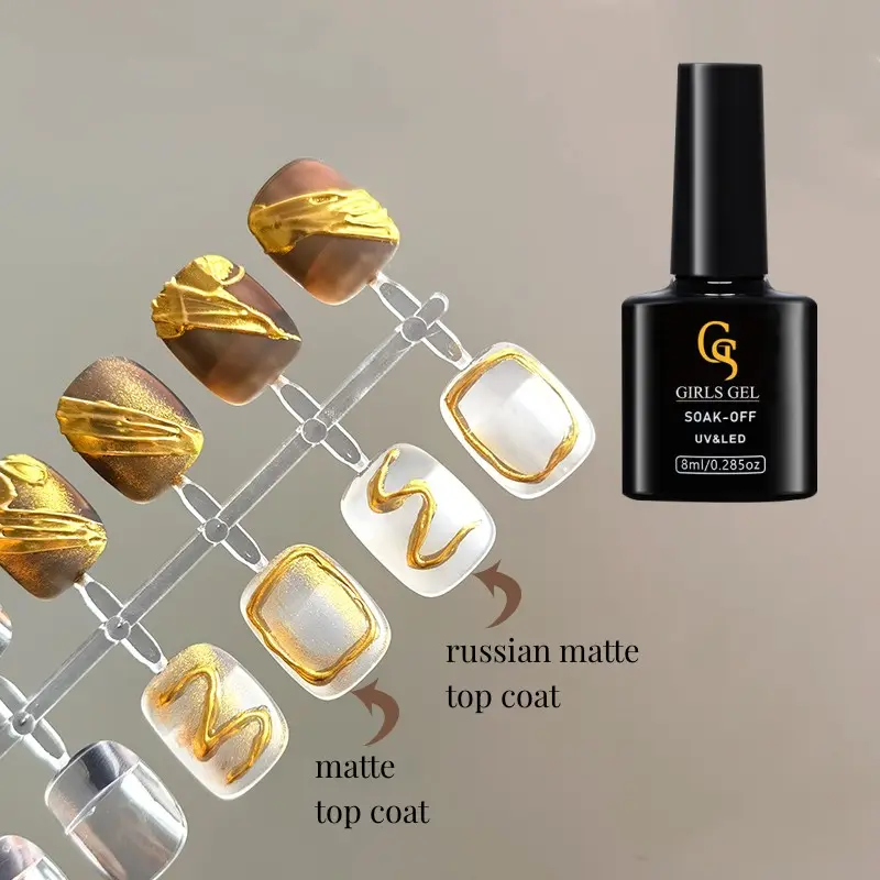 Girlsgel Super Mat Effect Russische Matte Top Coat Best Selling No Stick Voor Nagelgellak 15G Groothandel