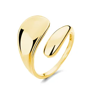 VANA apilable grueso oro abierto anillos declaración Boho 14K oro sólido 925 plata esterlina mujeres hombres anillos conjuntos de joyería