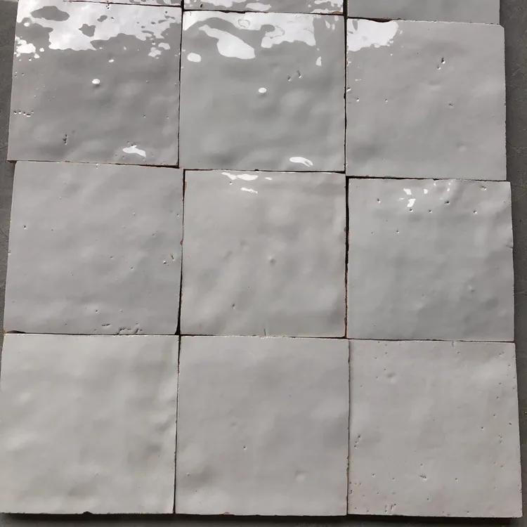 Factory Custom Moroccan Handmade 100*100mm White Zellige Tiles for Resort Hotel Bathroom and Kitchen Clay Tiles