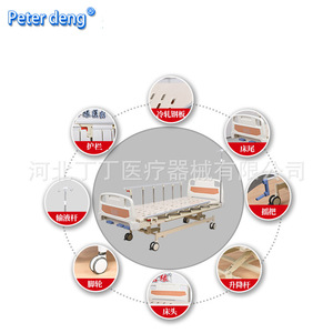 เตียงพยาบาลปรับได้สามฟังก์ชั่น รุ่น Peter Deng สีขาวและเหลือง สำหรับใช้ในบ้านและโรงพยาบาล - Product Image 4