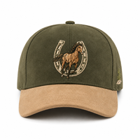 Casquette de baseball personnalisée 6 panneaux structurée à visière incurvée avec broderie fer à cheval style western, chapeau de cowboy, vente en gros, fabricant OEM ODM