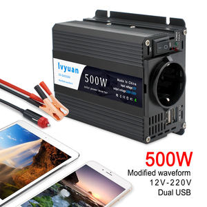 Convertisseur de courant pour voiture EU Socket <span class=keywords><strong>Lvyuan</strong></span> <span class=keywords><strong>500W</strong></span> DC 12V vers 220V, en stock, avec USB 3.1A - Product Image 2