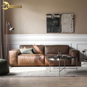 Sofá de salón de plumas de cuero Vegano para el hogar sofá tapizado seccional marrón a precio barato de lujo - Product Image 1