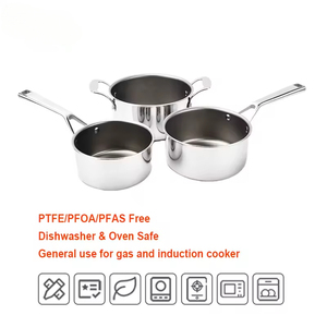 Casserole GETWICK en titane pur, acier inoxydable triple couche, antiadhésive, compatible induction, couvercle en verre trempé, design européen - Product Image 4