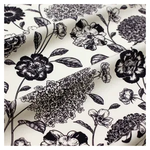 Chuxin textile wholesale smooth woven liberty London black big flower digital printed 100 cotton poplin fabric for shirts