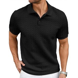 FOXA Polo tricoté pour homme à manches courtes, respirant et extensible, idéal pour le golf, haut décontracté à col pour l'été - Product Image 1
