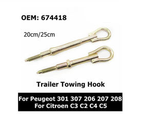 Fermoir de remorque en aluminium, crochet de remorquage pour Peugeot 674418 674416 301 307 <span class=keywords><strong>308</strong></span> 206 207 et citroën C3/C2/C4/C5, 7212ZJ 7212hq 208 2008 - Product Image 2