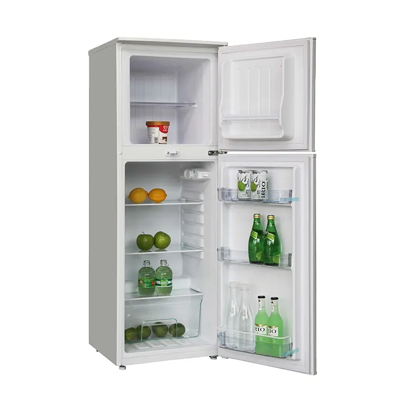 Congelador vertical de doble puerta para el hogar, refrigerador blanco y plateado de 220V, 138L