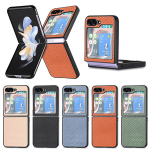 Funda Magnética con Tapa para <span class=keywords><strong>Samsung</strong></span> Galaxy Z Flip7 Z Flip6 Z Flip5, Textura de Carbono, Cuero PU, Ventana de Visualización, Ranura para Tarjetas, Anillo de Soporte - Product Image 6